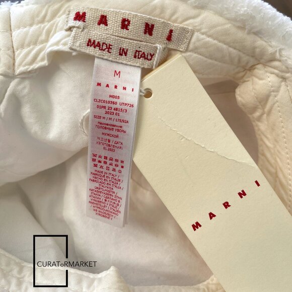 Marni: M Faux Fur Terry Cloth Embroidered Logo Baseball Cap FW24 - Picture 8 of 13